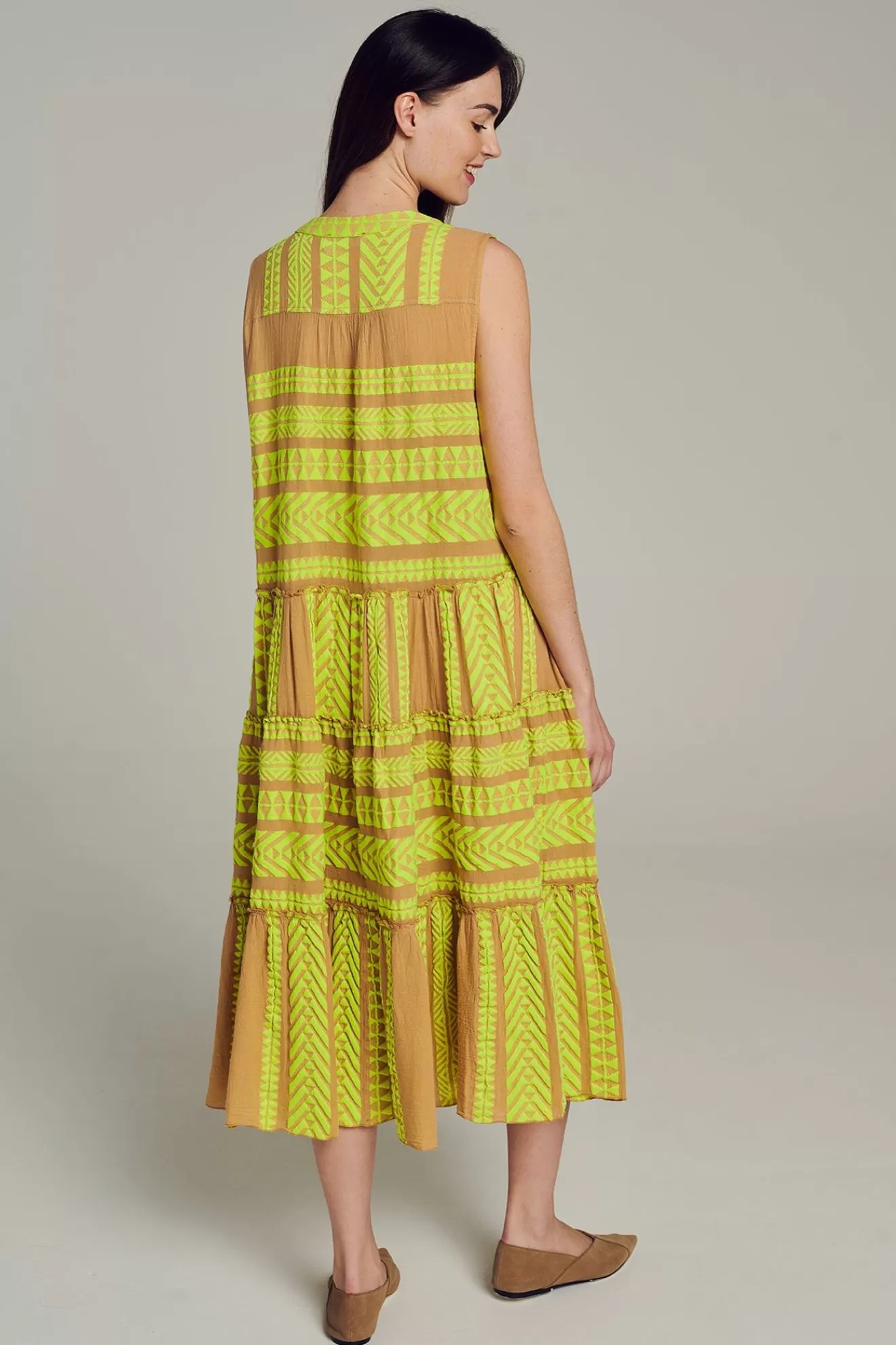 Discount Devotion TWINS Ella Sleeveless Midi-N.Lime/Beige